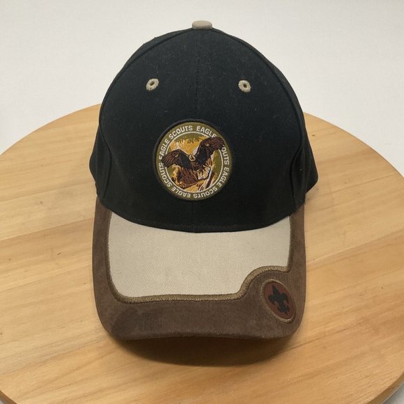 Vintage BSA Eagle Scout Hat, Black and Brown Adjustable Hat Baseball Cap EXC - Picture 1 of 7